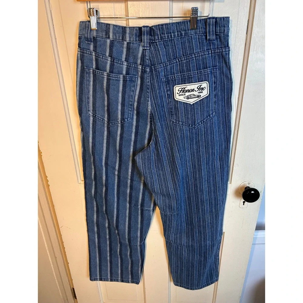 Honor The Gift Mens Striped Denim Pants Blue Mixed Stripe Straight Leg Size 30